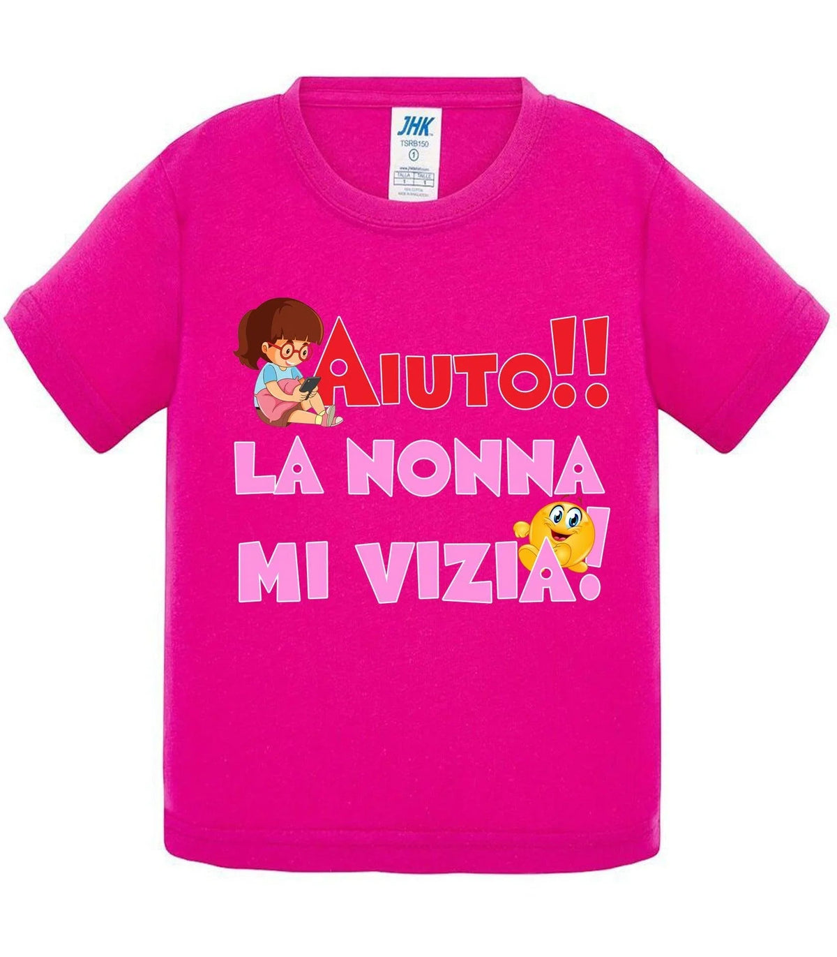 Aiuto la Nonna MI Vizia - T-shirt per Bambino/a Mod. Baby &amp; Kid Da 0 a 8 anni