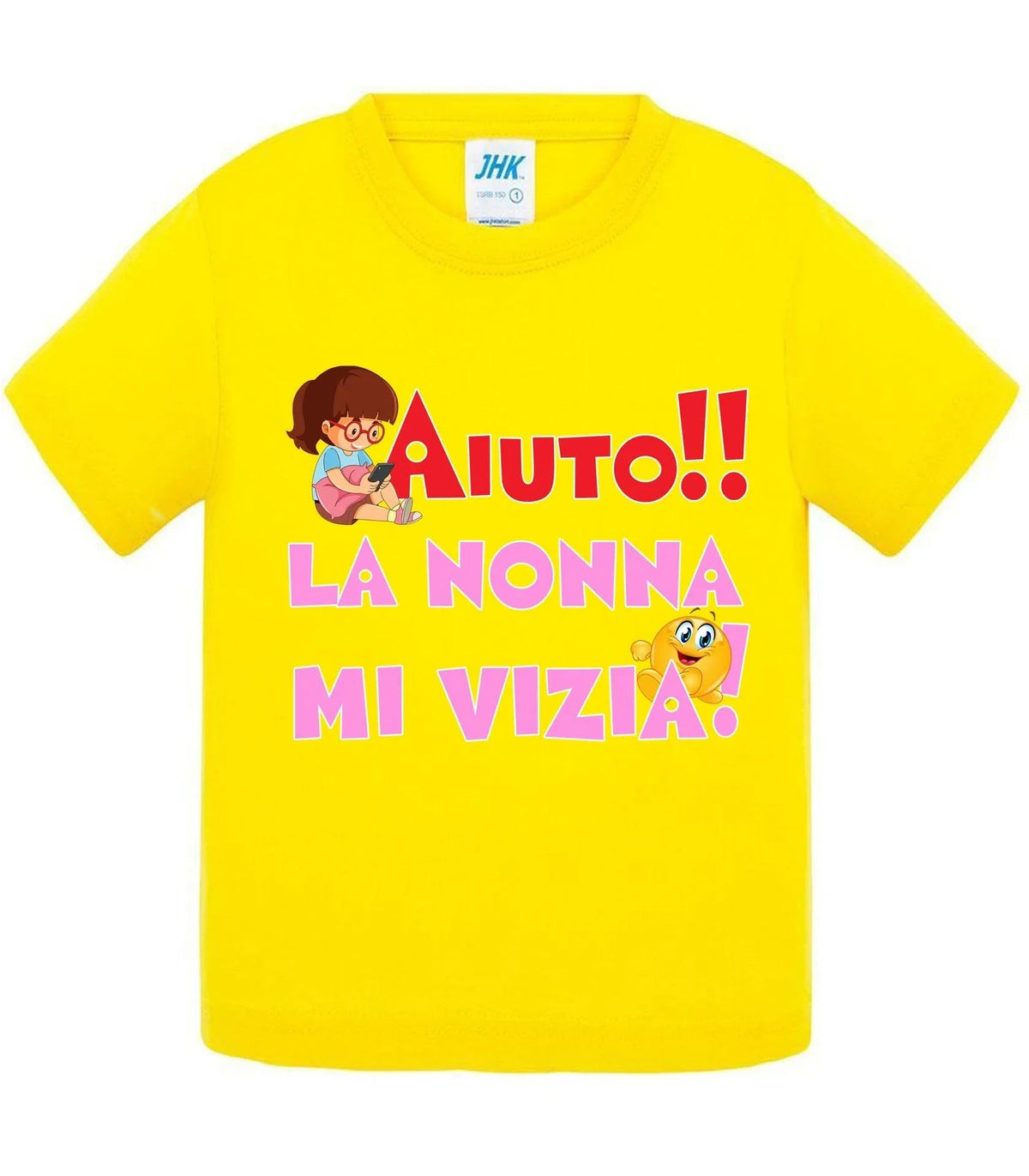 Aiuto la Nonna MI Vizia - T-shirt per Bambino/a Mod. Baby &amp; Kid Da 0 a 8 anni