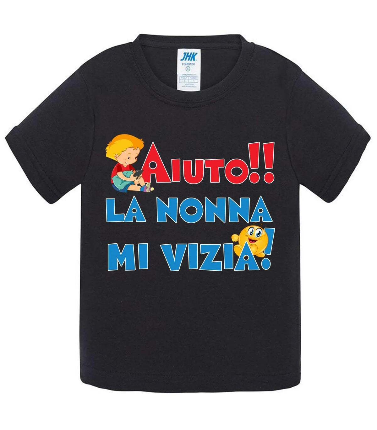 Aiuto la Nonna MI Vizia - T-shirt per Bambino/a Mod. Baby &amp; Kid Da 0 a 8 anni