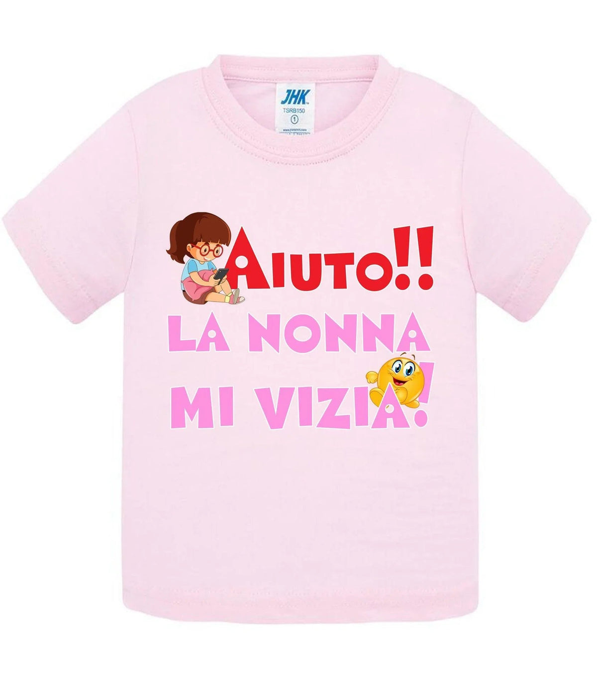 Aiuto la Nonna MI Vizia - T-shirt per Bambino/a Mod. Baby &amp; Kid Da 0 a 8 anni