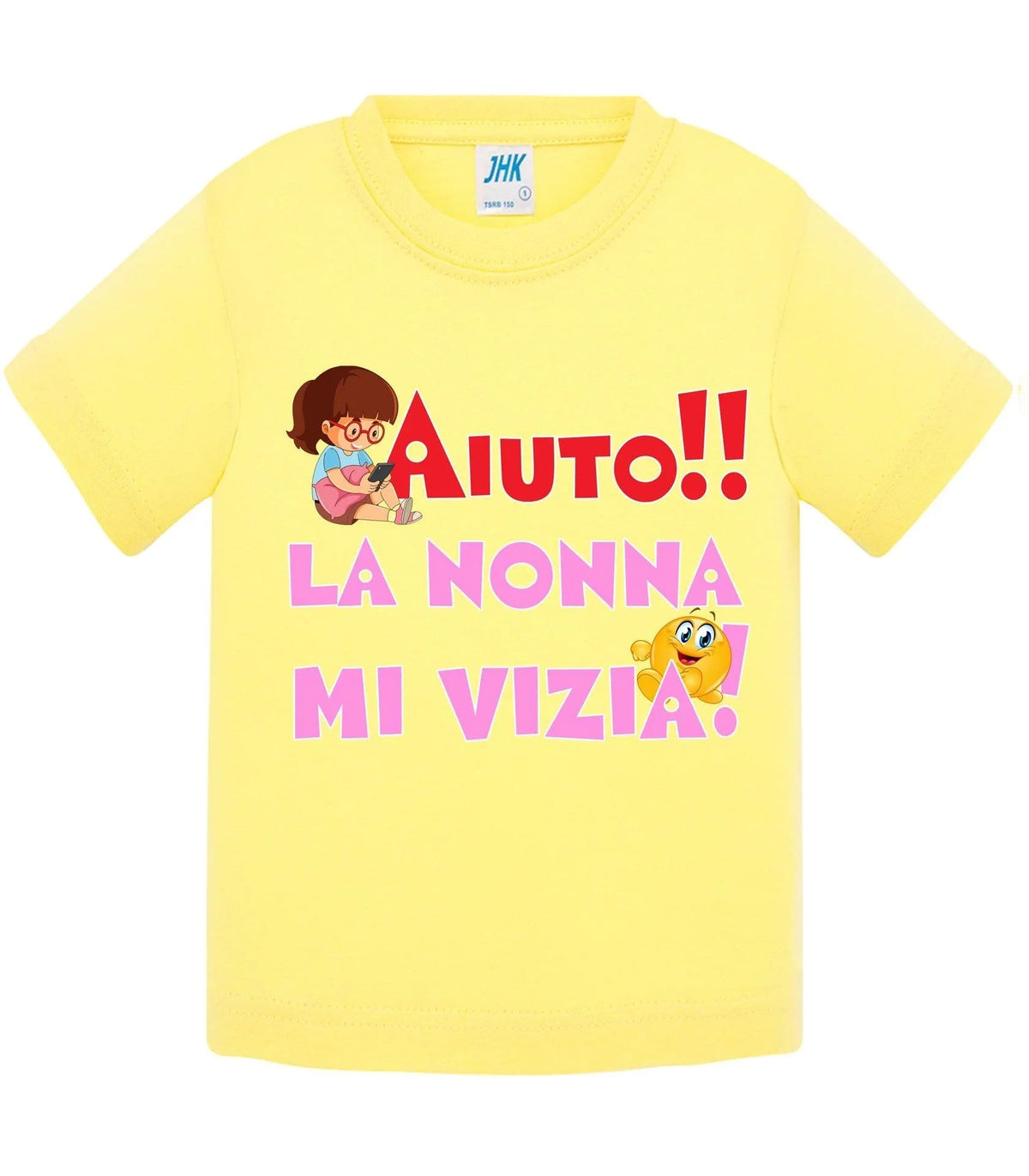 Aiuto la Nonna MI Vizia - T-shirt per Bambino/a Mod. Baby &amp; Kid Da 0 a 8 anni