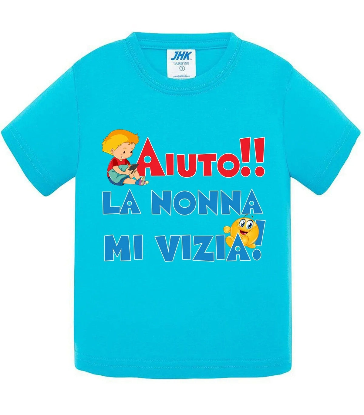 Aiuto la Nonna MI Vizia - T-shirt per Bambino/a Mod. Baby &amp; Kid Da 0 a 8 anni