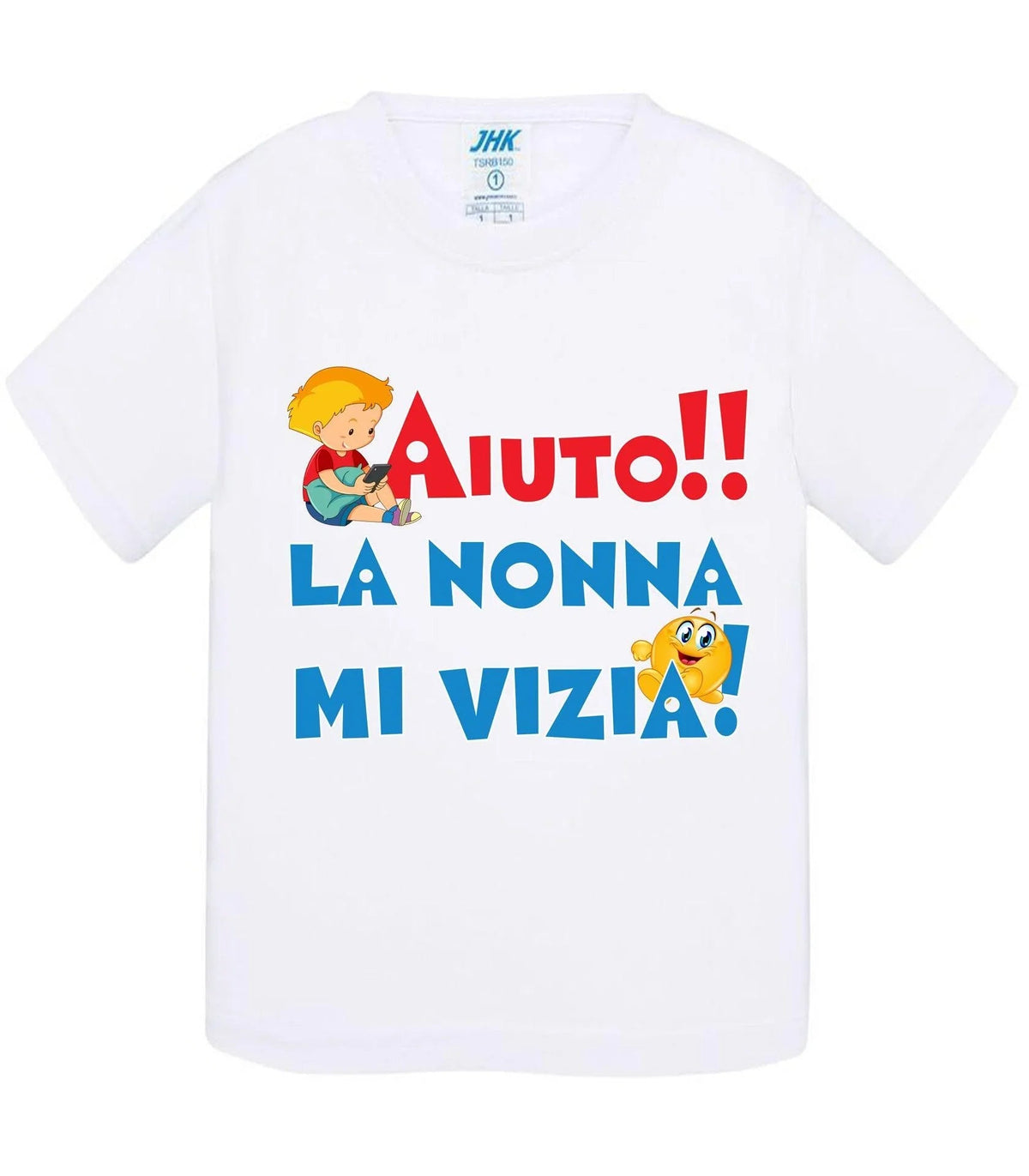 Aiuto la Nonna MI Vizia - T-shirt per Bambino/a Mod. Baby &amp; Kid Da 0 a 8 anni
