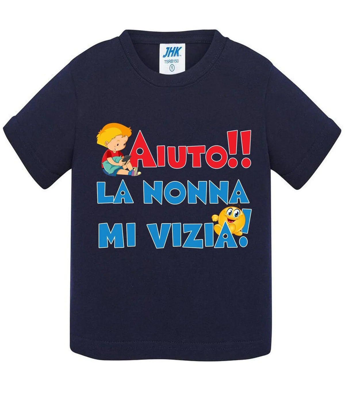 Aiuto la Nonna MI Vizia - T-shirt per Bambino/a Mod. Baby &amp; Kid Da 0 a 8 anni