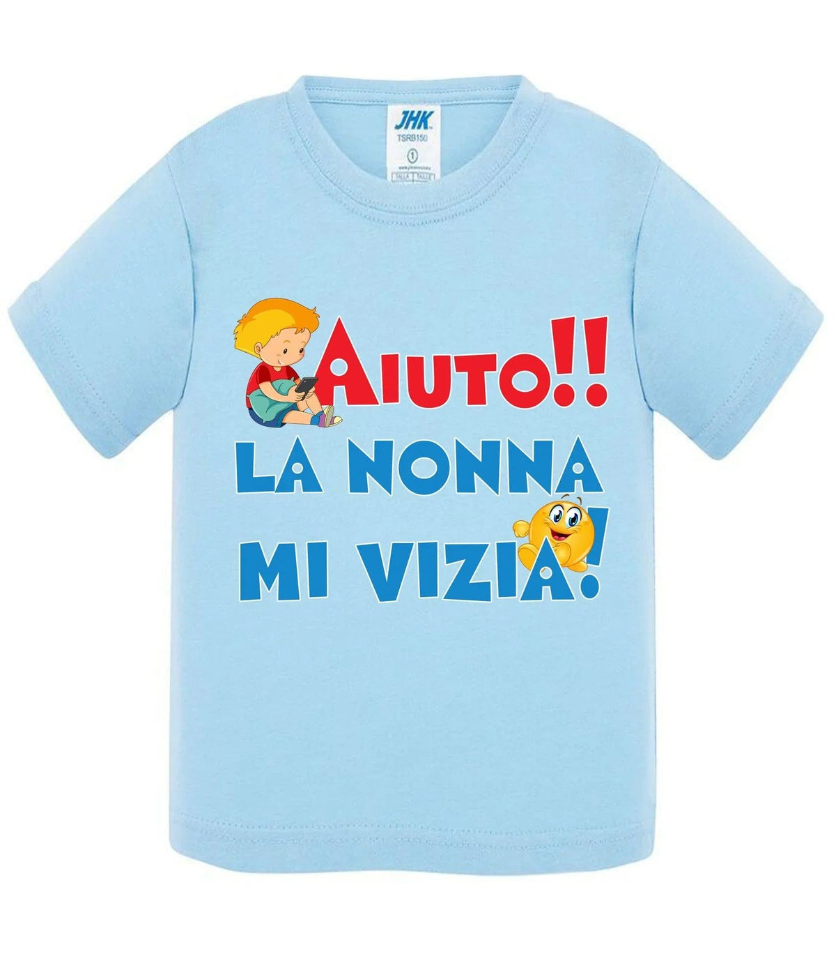 Aiuto la Nonna MI Vizia - T-shirt per Bambino/a Mod. Baby &amp; Kid Da 0 a 8 anni