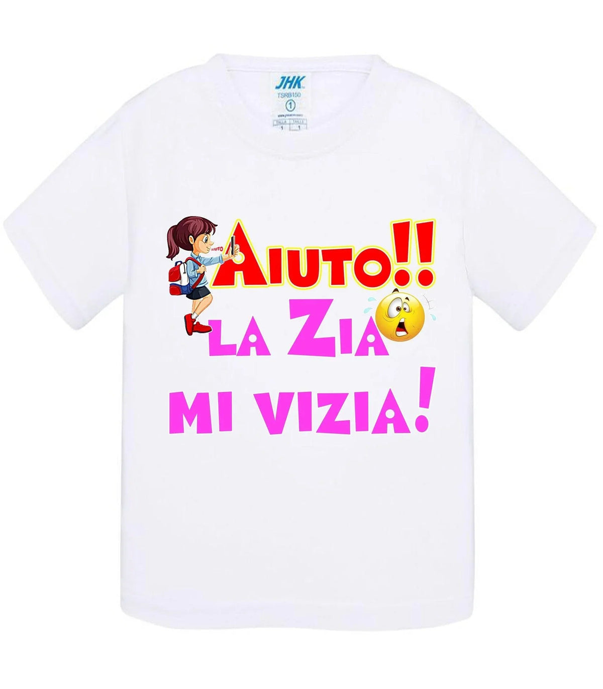 Aiuto la Zia o lo Zio mi Vizia - T-shirt per Bambino/a Mod. Baby &amp; Kid Da 0 a 8 anni