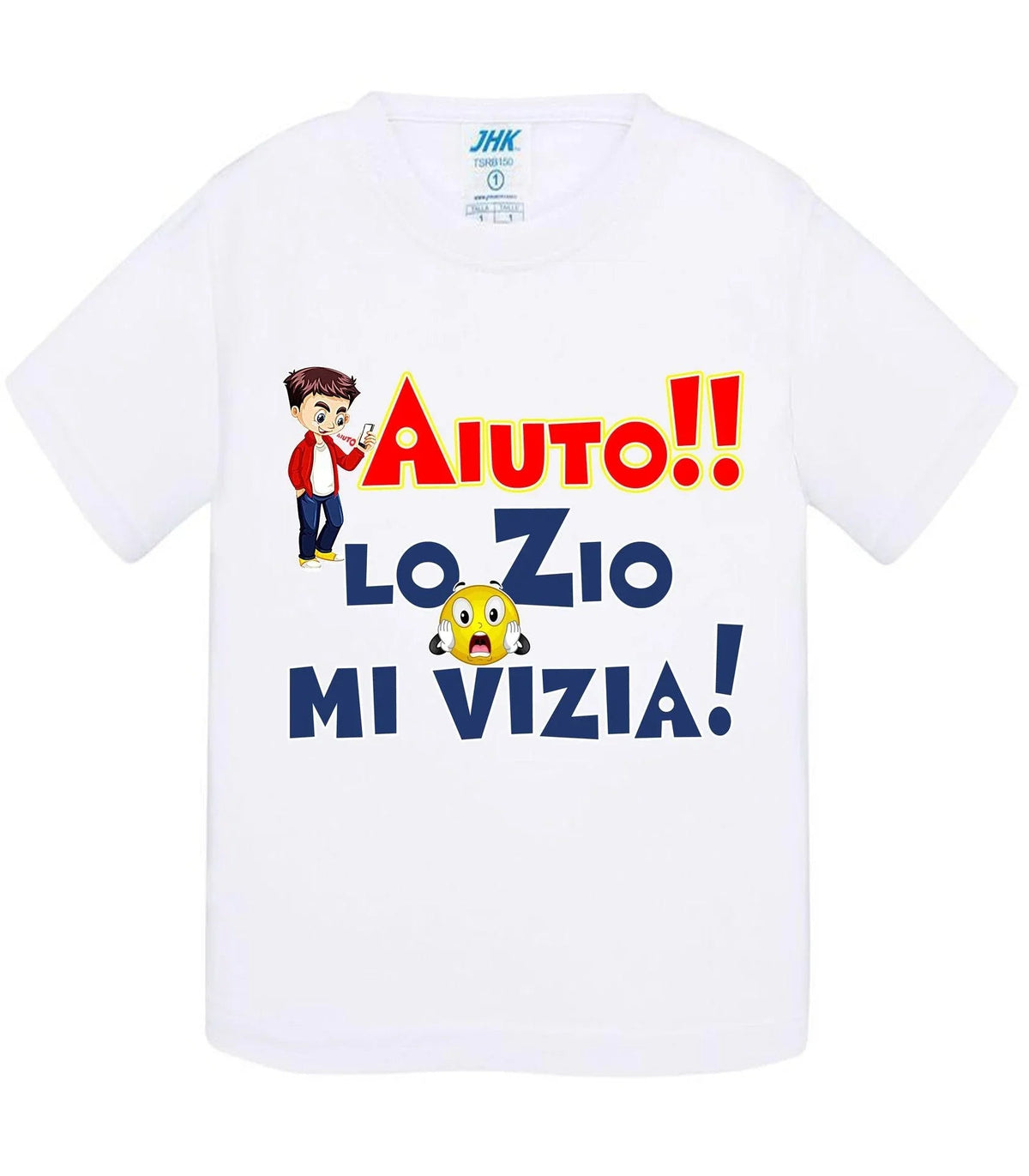 Aiuto la Zia o lo Zio mi Vizia - T-shirt per Bambino/a Mod. Baby &amp; Kid Da 0 a 8 anni