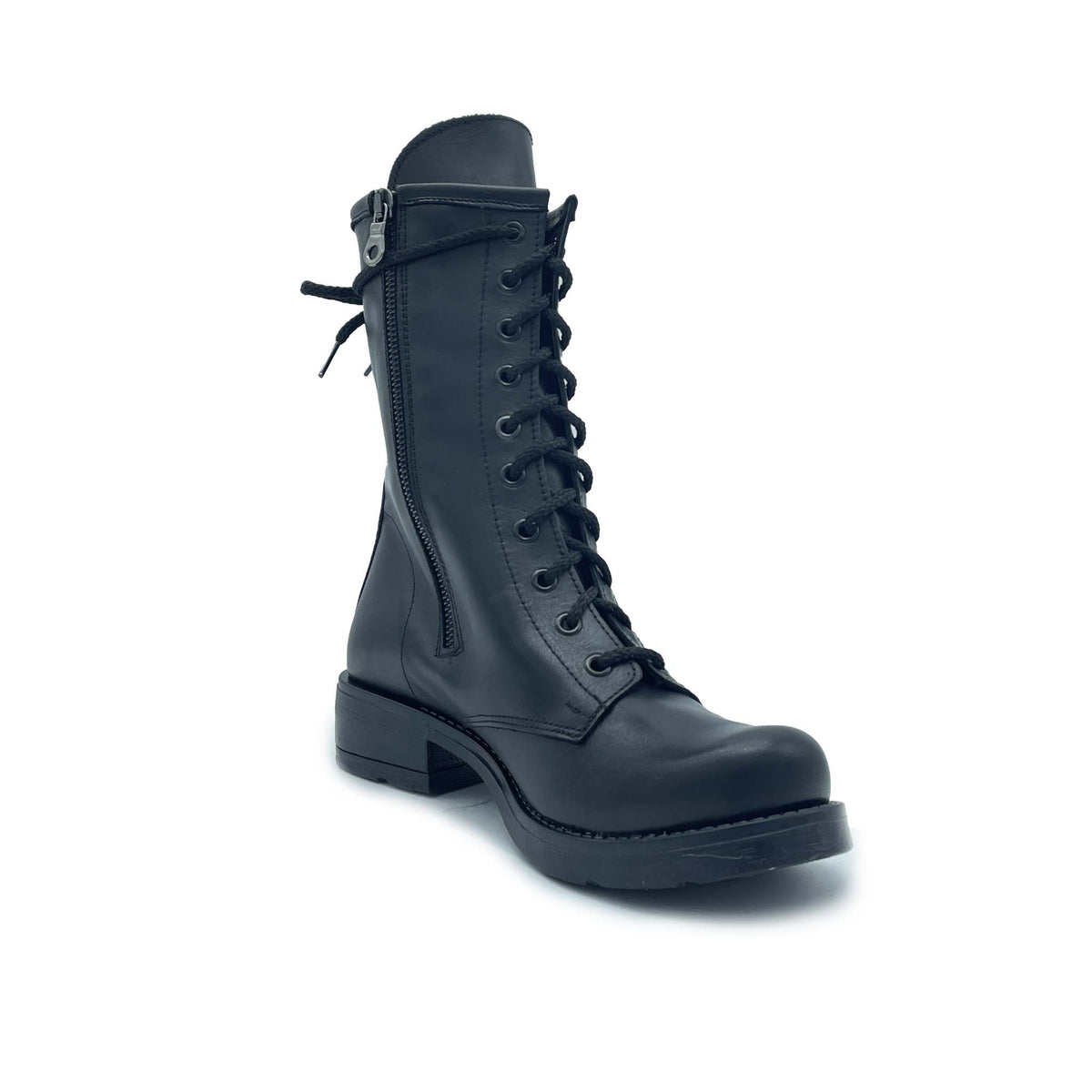 Anfibio Donna con lacci in Vera Pelle Nero - Lavorazione Artigianale Made in Italy Art. Tata