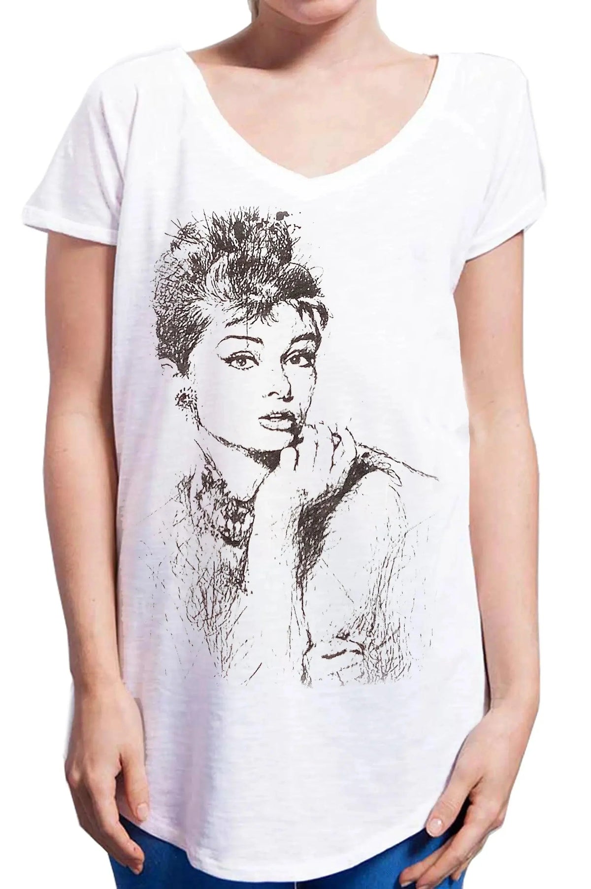 Audrey Hepburn Attrice Cinema Soggetto Silizzato 18-29 Urban Slub Lady Donna 100% Cotone Fiammato JK
