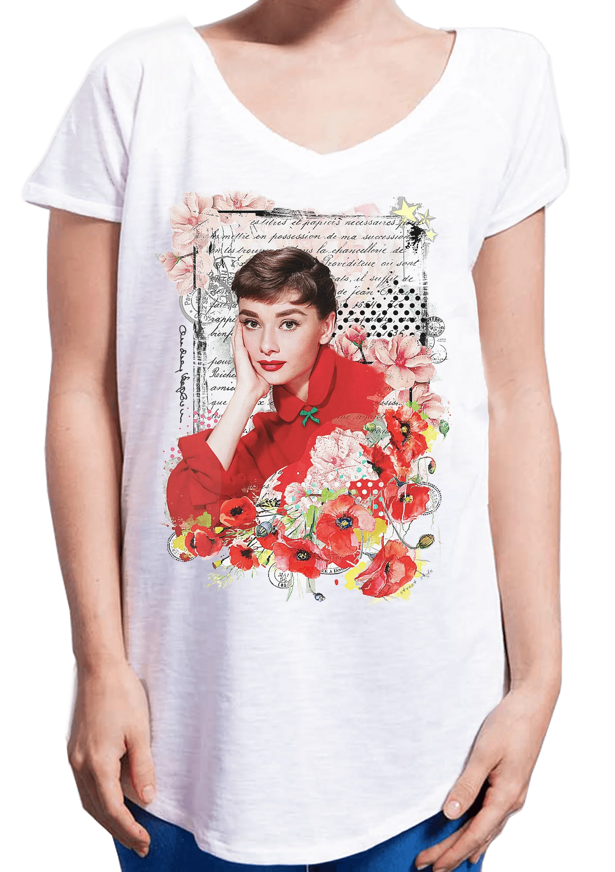 Audrey Hepburn Floral 18-6-3 Moda Urban Slub Lady Donna 100% Cotone Fiammato JK