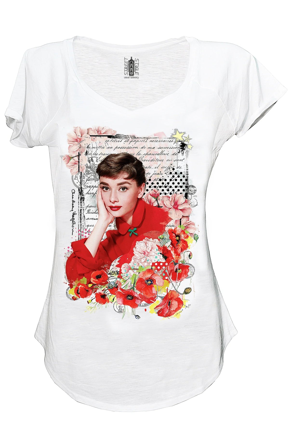 Audrey Hepburn Floral 18-6-3 Moda Urban Slub Lady Donna 100% Cotone Fiammato JK