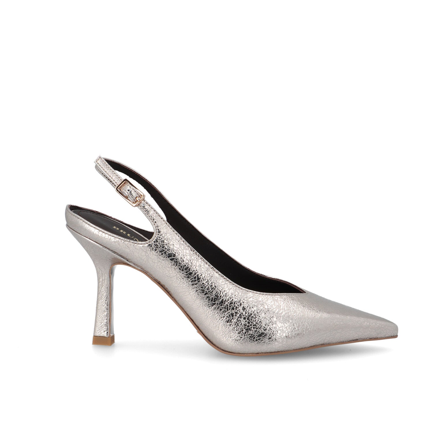 Bruno Premi Sling Back Tacco Stiletto in Pelle Platino