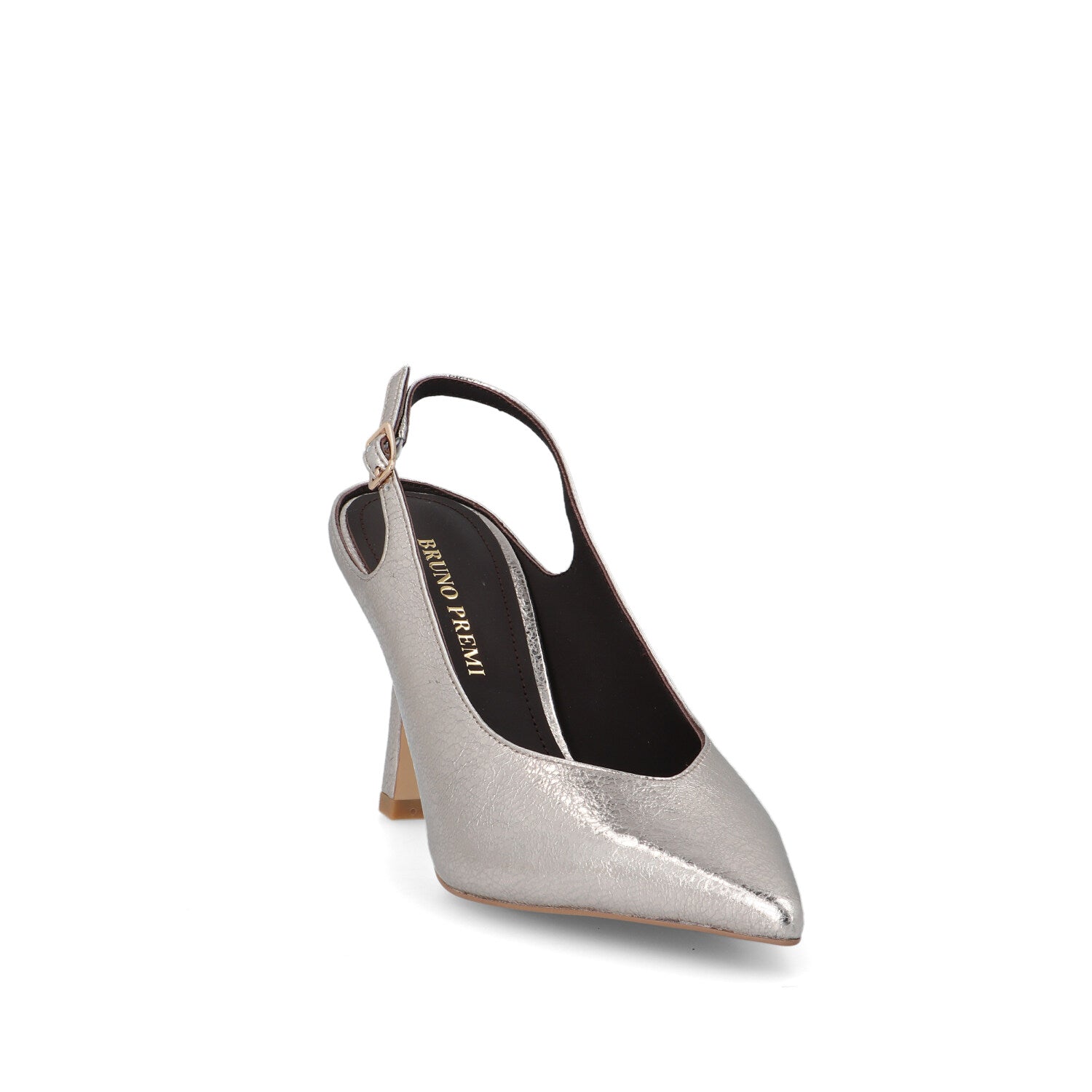Bruno Premi Sling Back Tacco Stiletto in Pelle Platino