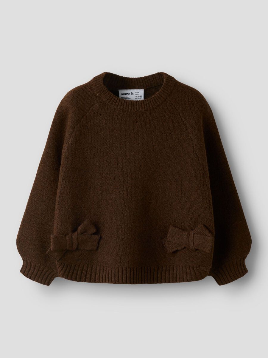 name it maglioncino da bimba con fiocco Doper 13259431 marrone