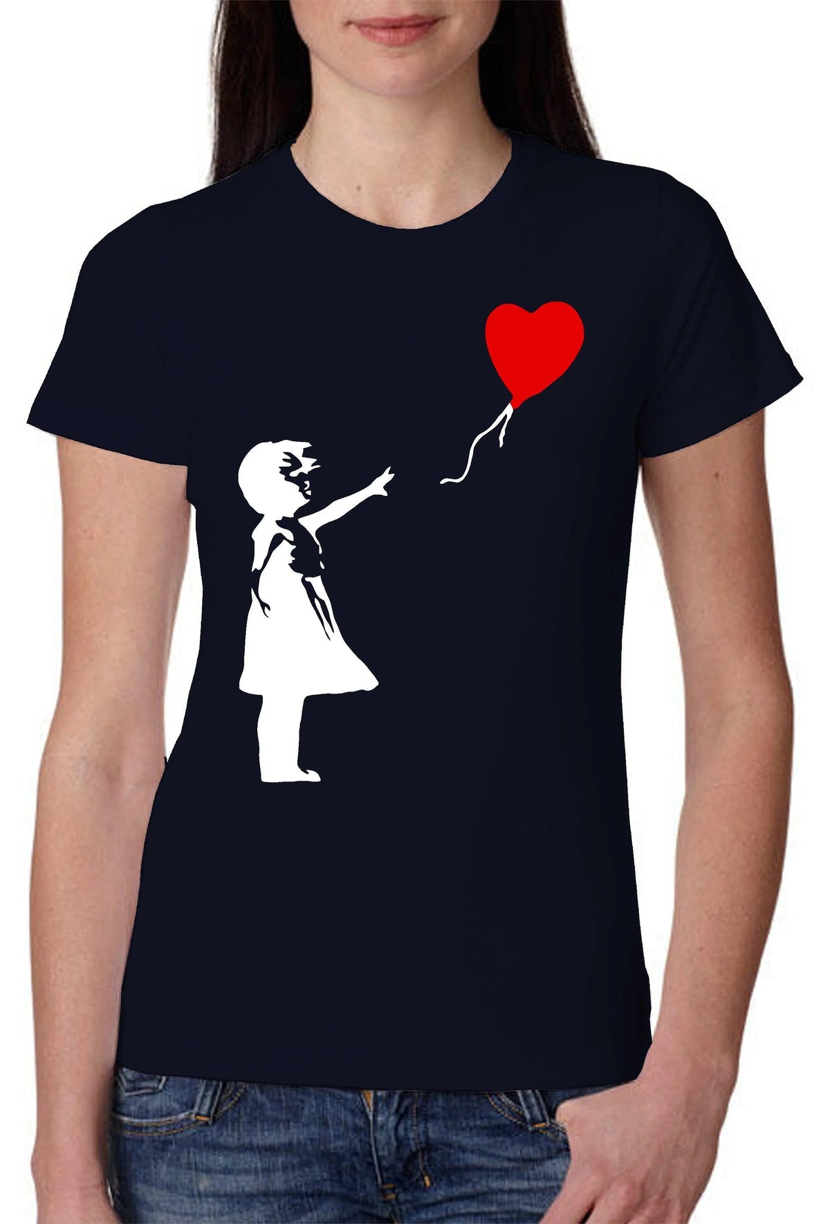 Bambina Banksy 3500 Lady T-Shirt Donna 100% Cotone Pettinato JK