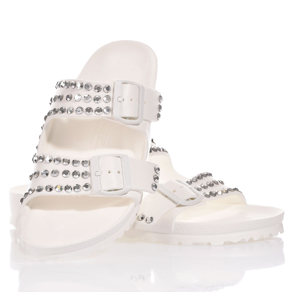 Birkenstock Sandalo Donna Arizona White Mirror Swarovski Bianco