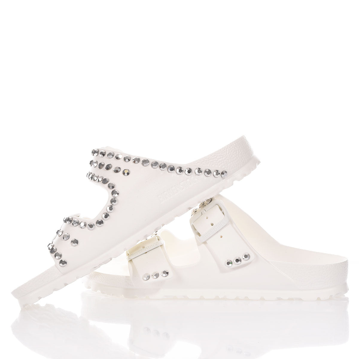 Birkenstock Sandalo Donna Arizona White Mirror Swarovski Bianco