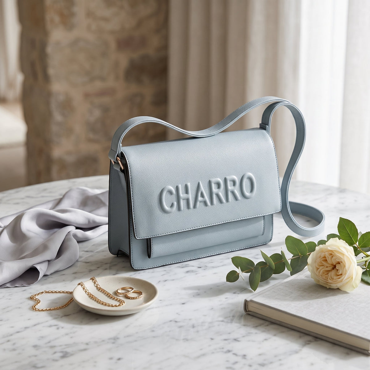 Borsa a Tracolla Charro con Logo in Rilievo