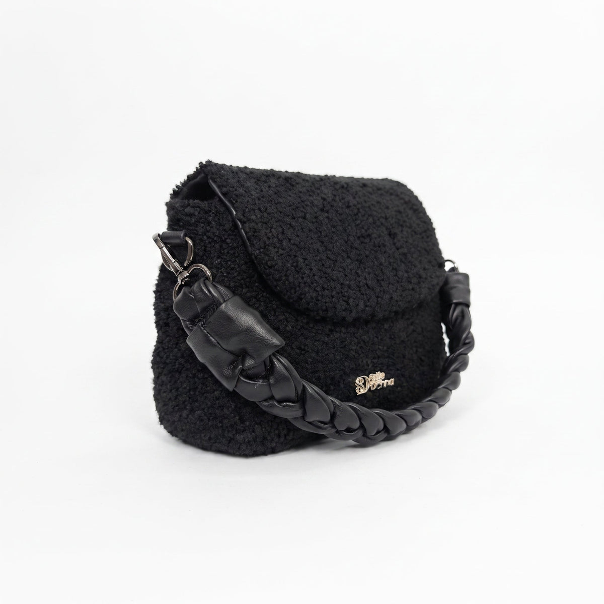 Borsa Nera con Manico Intrecciato