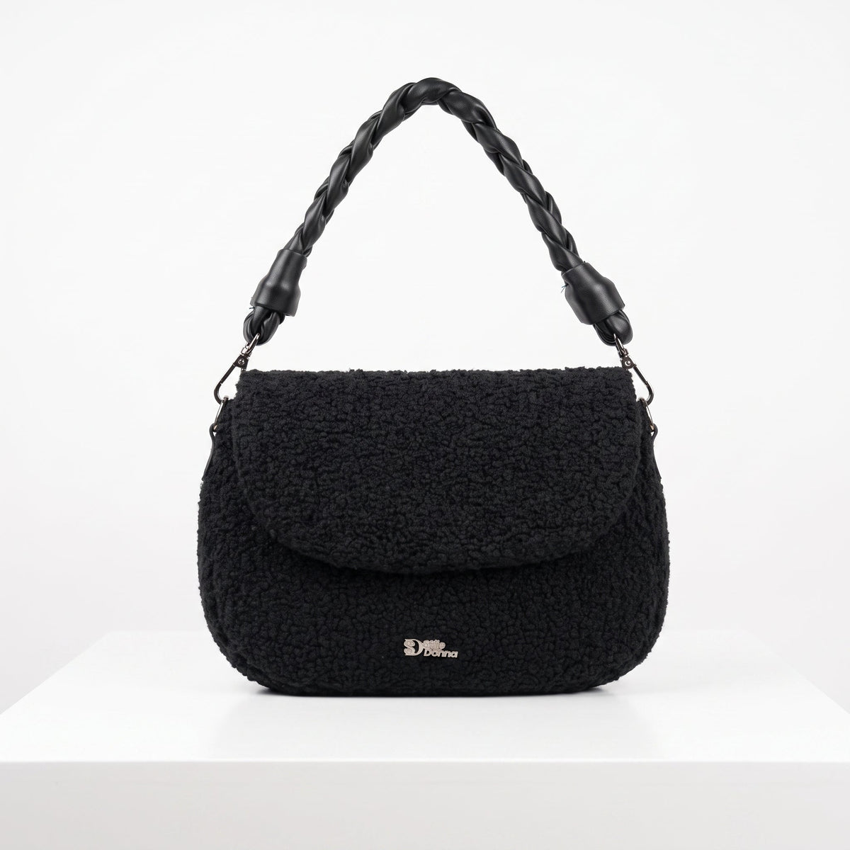 Borsa Nera con Manico Intrecciato