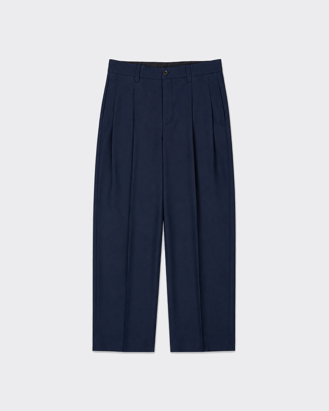 Pantalone In Lana Wide Leg Blu Navy