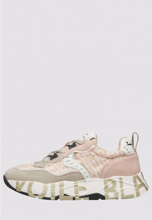 Club 105 Sneakers in suede e tessuto Beige-Cipria-Platino