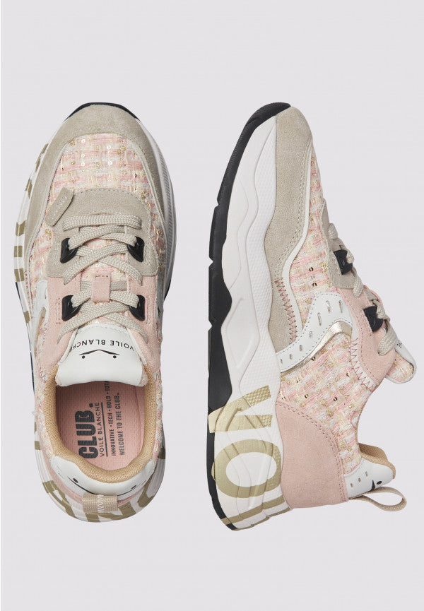 Club 105 Sneakers in suede e tessuto Beige-Cipria-Platino
