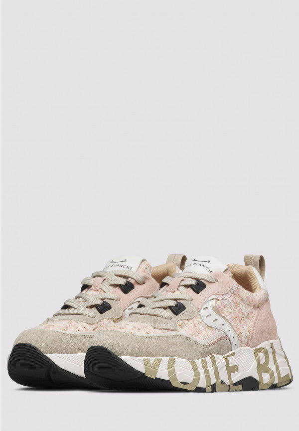 Club 105 Sneakers in suede e tessuto Beige-Cipria-Platino