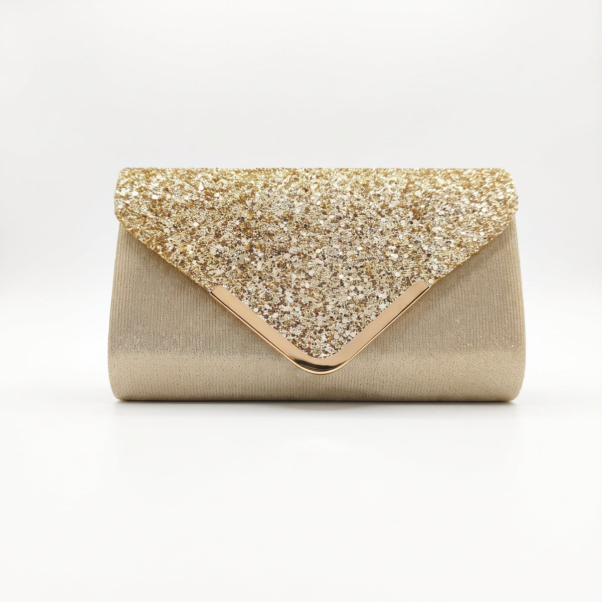 Clutch Busta con Patta Glitter Oro