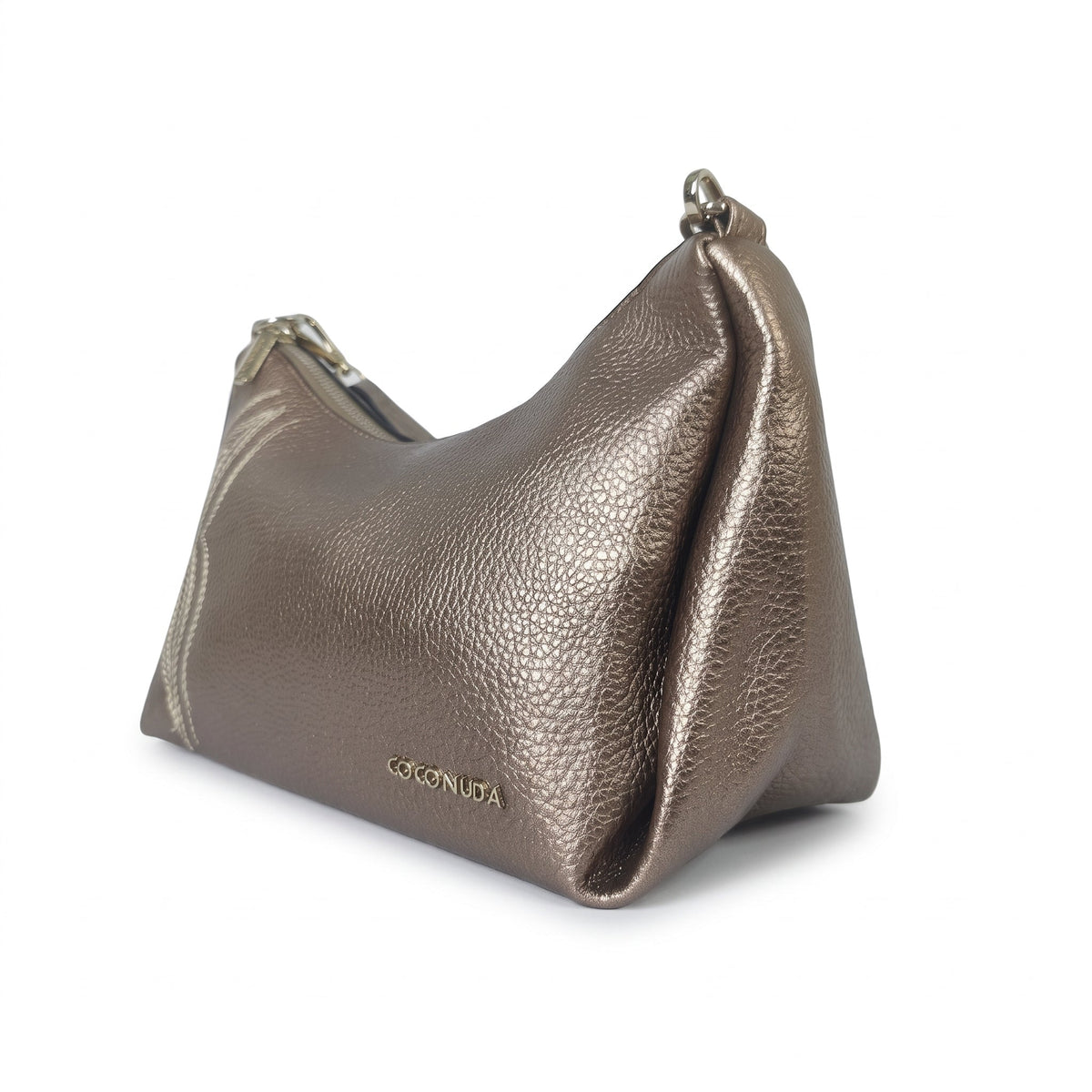 Coconuda Borsa in Ecopelle Rosa Oro Metallizzato con Perline