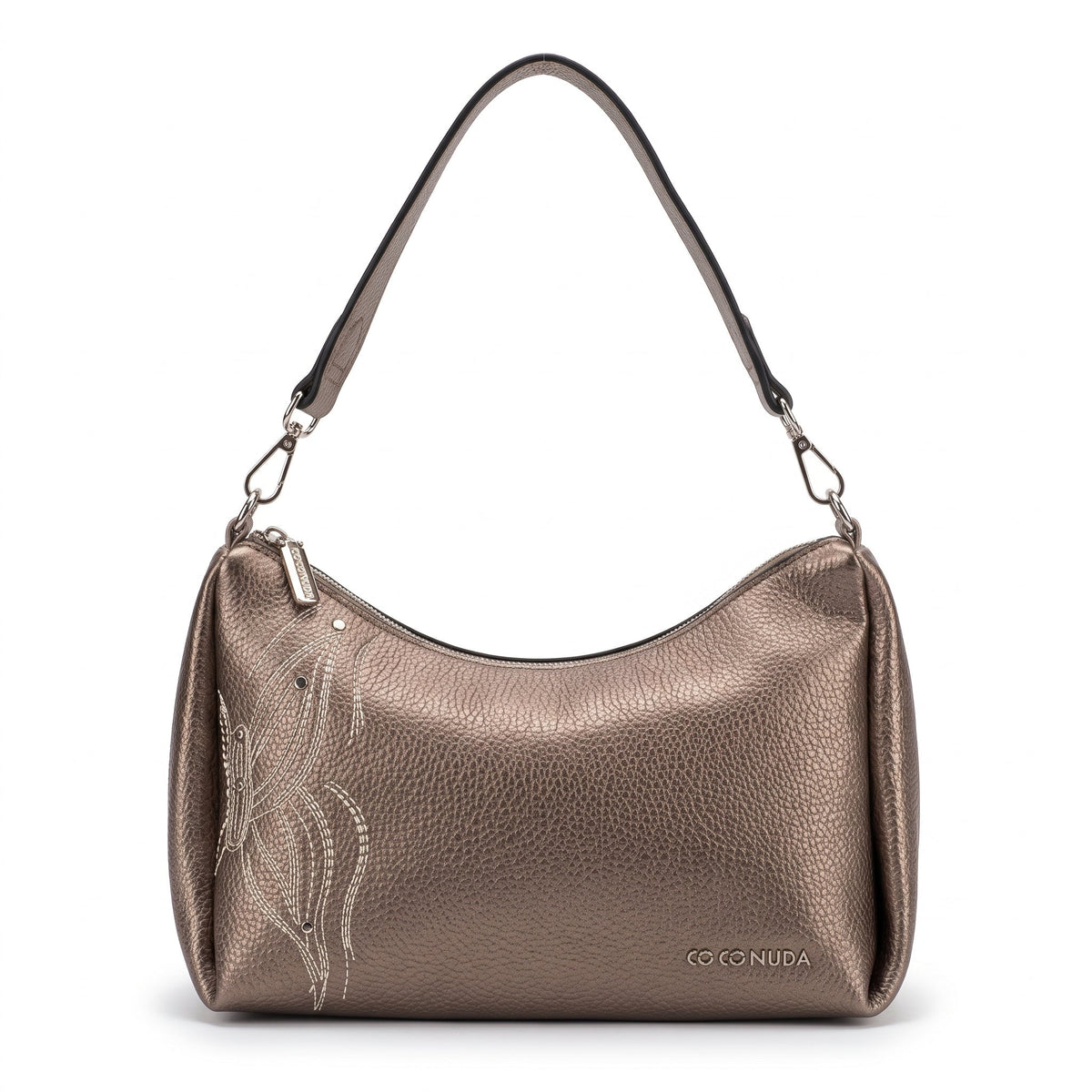 Coconuda Borsa in Ecopelle Rosa Oro Metallizzato con Perline