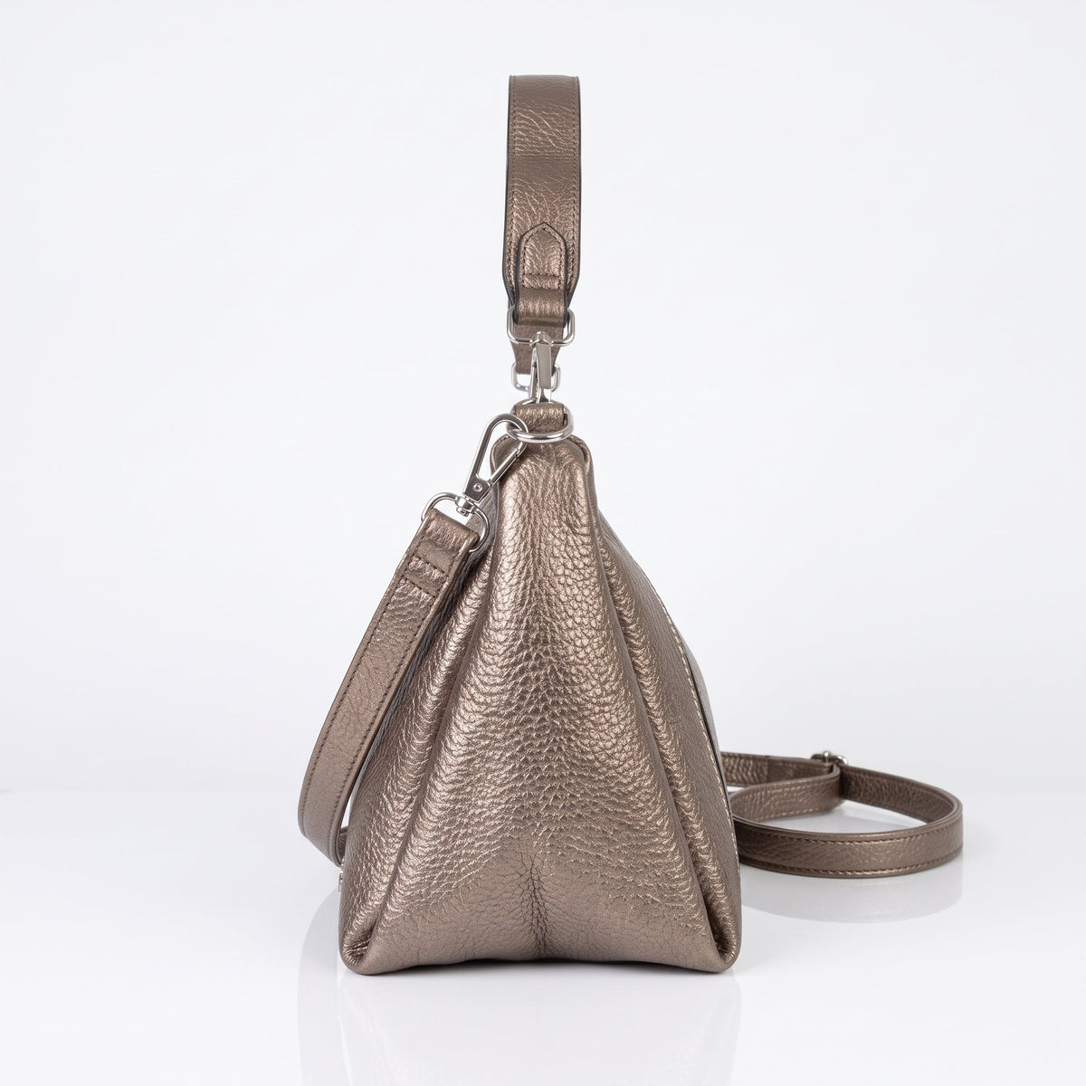 Coconuda Borsa in Ecopelle Rosa Oro Metallizzato con Perline