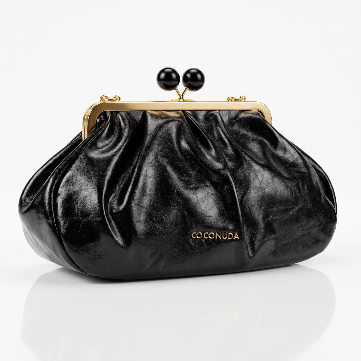 Coconuda Pochette in Ecopelle Marrone con Chiusura a Scatto e Tracolla