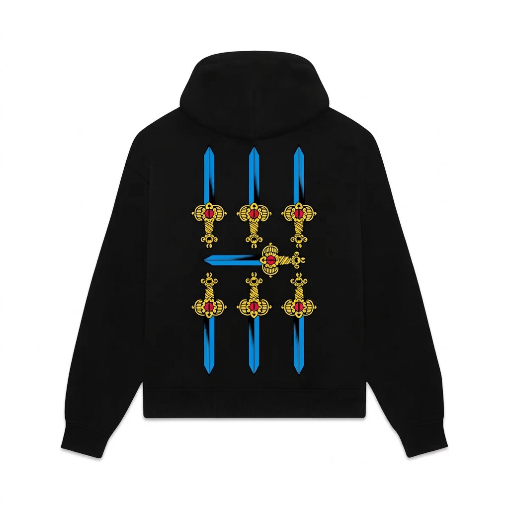 Dolly Noire felpa con cappuccio da uomo Sette di Spade - Napoletane Hoodie SW1363-GQ-01 nera