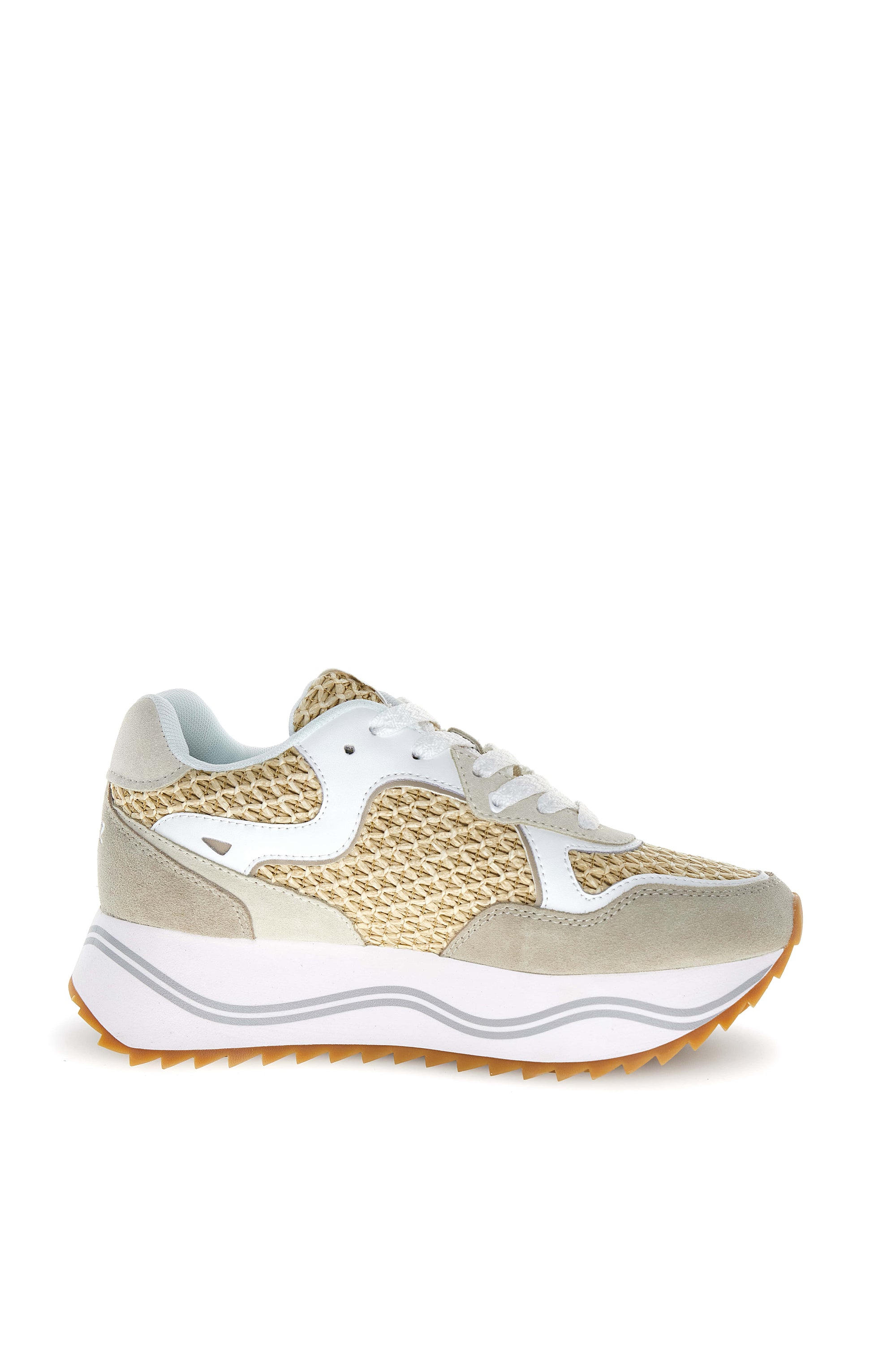 DEVA W. - Sneakers in suede e tessuto - Grano-Bianco-Sabbia