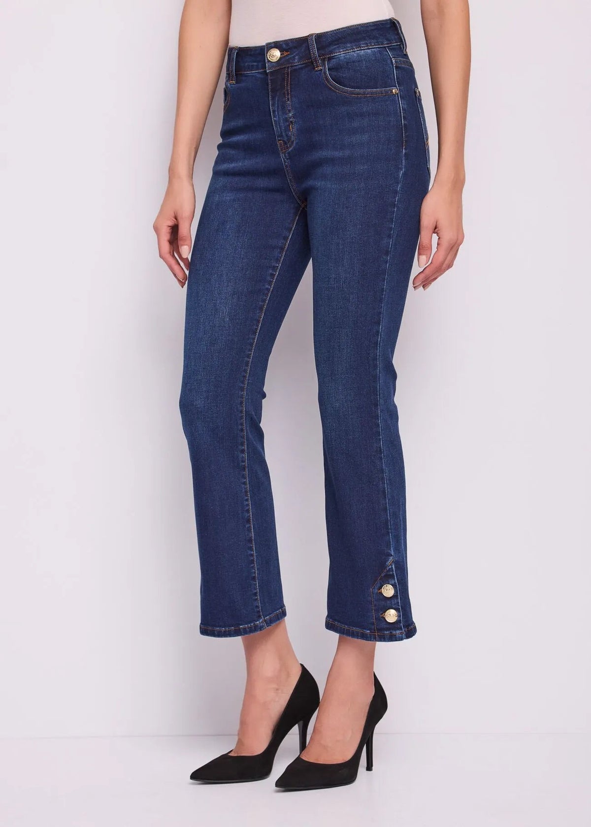 Gaudì Jeans flare cropped da donna in cotone used 621BD26026 blu