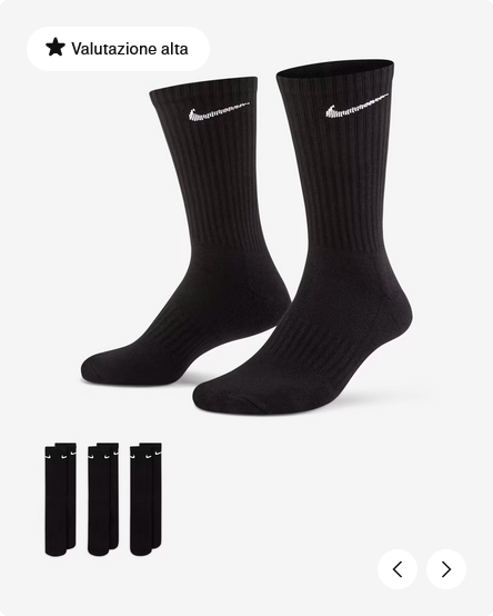 Nike Everyday Cushioned SX7664-010 Calze Training Nero 3 Paia Mid-Length