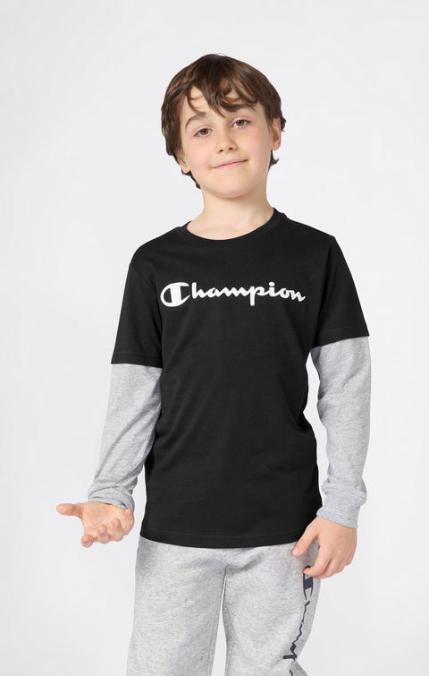 Champion T-shirt Manica Lunga Ragazzo 307324-KK002 Nero - T-shirt Junior