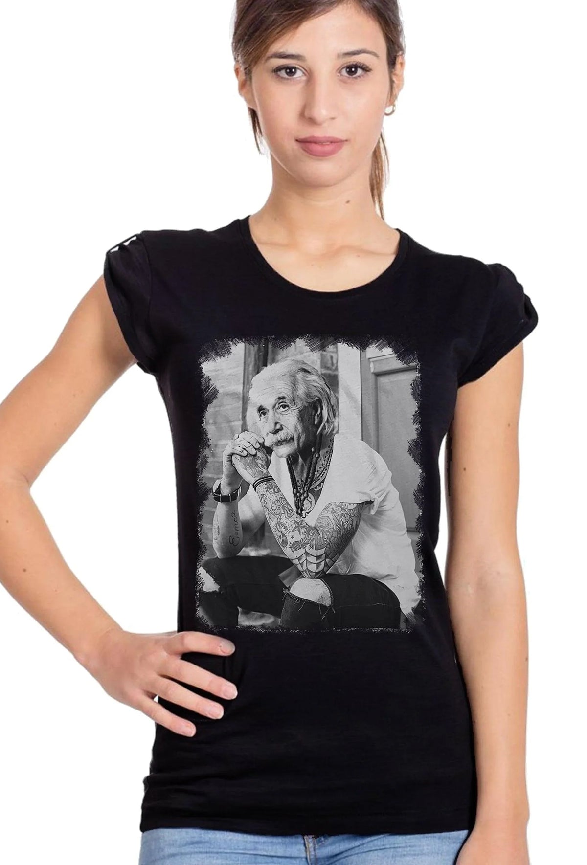 T-Shirt Einstein Tatuato Donna - Cotone Biologico Fiammato