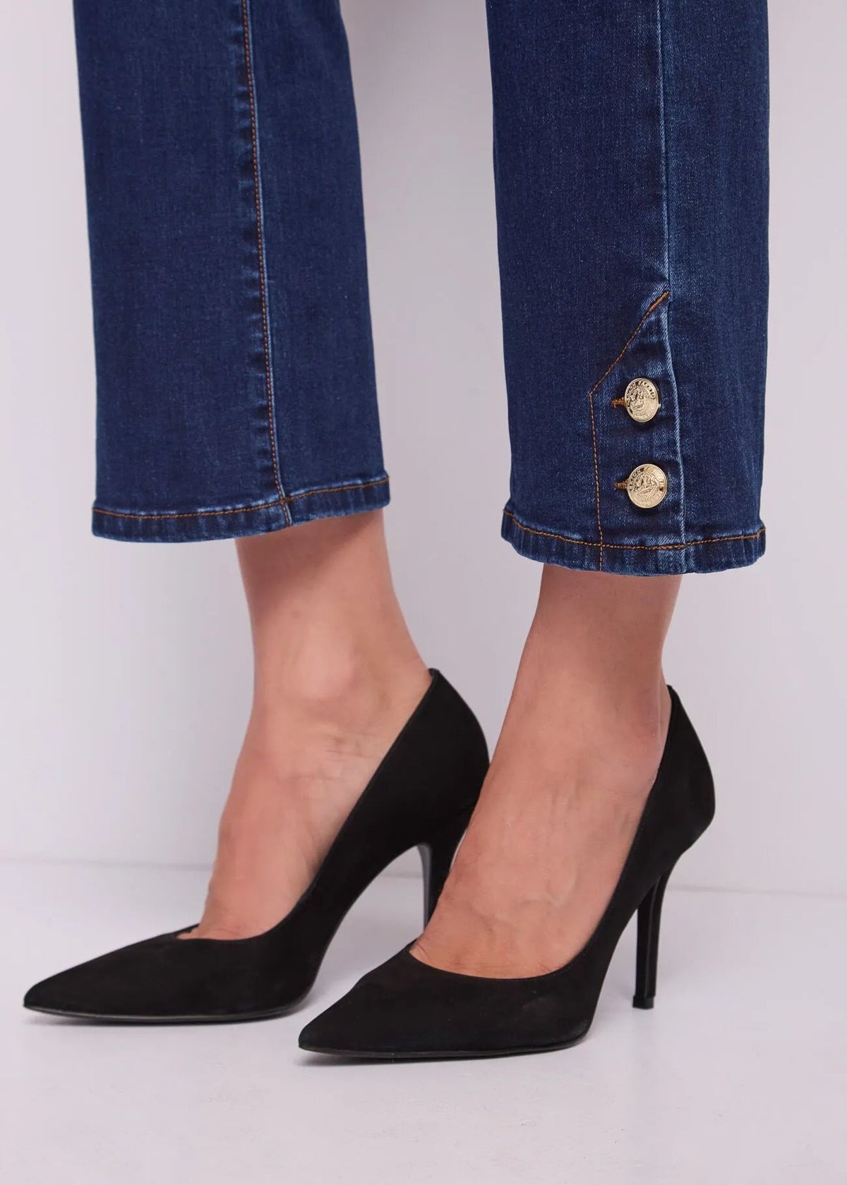 Gaudì Jeans flare cropped da donna in cotone used 621BD26026 blu