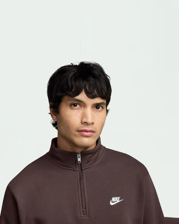 Nike Sportswear Club Fleece FN3864-237 Uomo Marrone - Felpa Mezza Zip