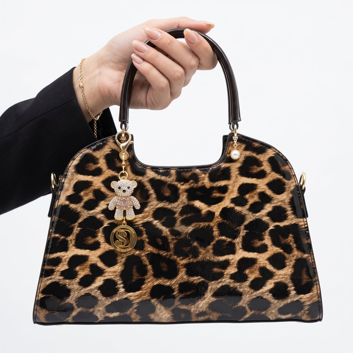 Gia Borsa a Mano Animalier con Ciondolo Orsetto
