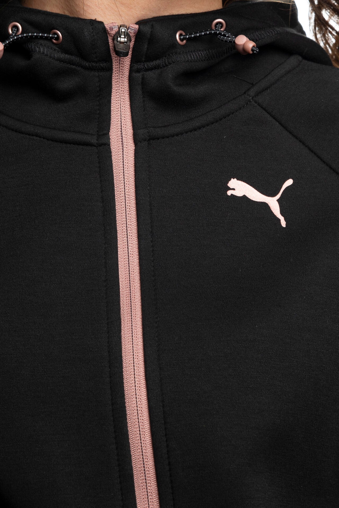 Puma Women's Cotton and Drycell Evostripe Full-Zip Hoodie 849809 11 black