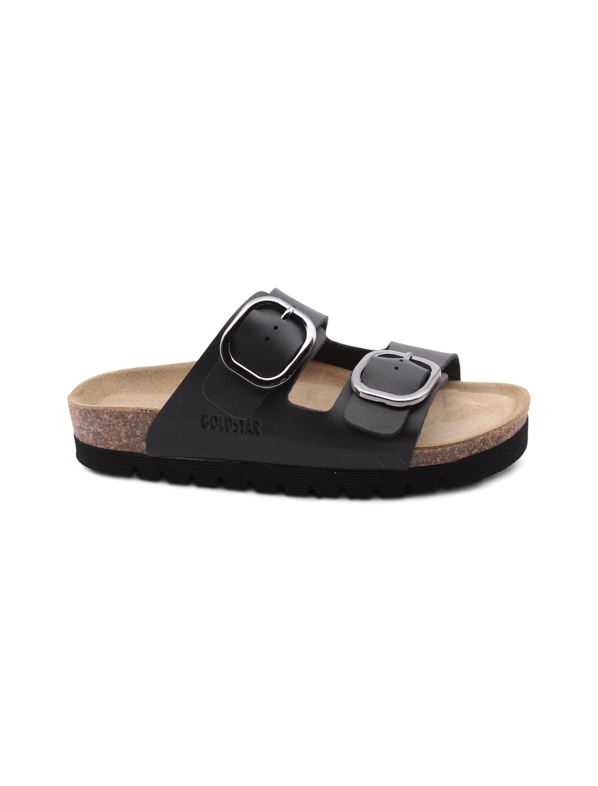 Goldstar Ciabatta platform a doppia fascia Nero donna