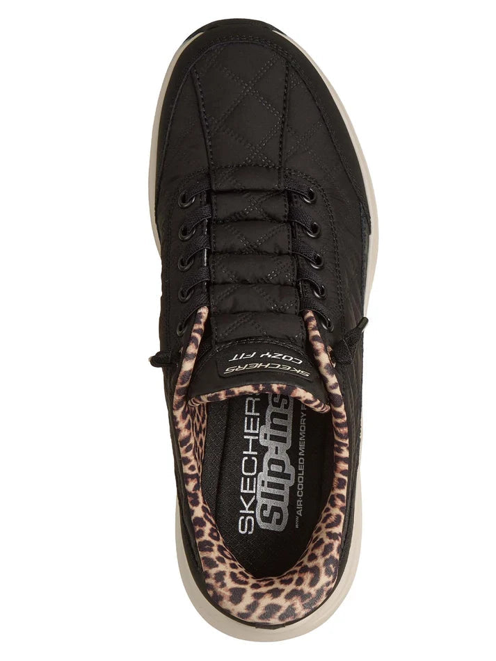 Skechers Slip-ins Contour Foam Cozy Fit Leopard Dream 150419-BLK Donna Nera - Sneakers