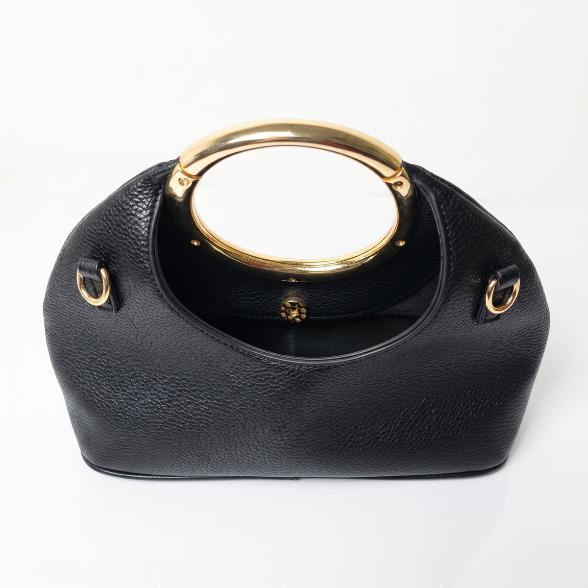 Halo – Borsa a Mano in Ecopelle con Manico Circolare Dorato