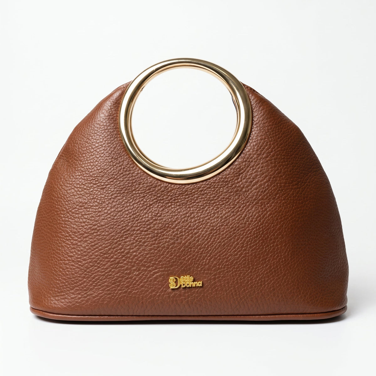 Halo – Borsa a Mano in Ecopelle con Manico Circolare Dorato