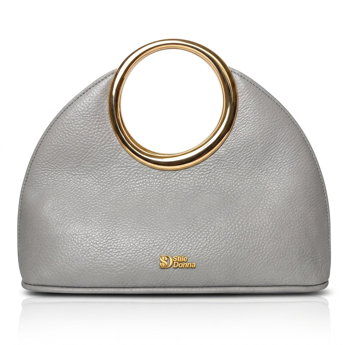 Halo – Borsa a Mano in Ecopelle con Manico Circolare Dorato