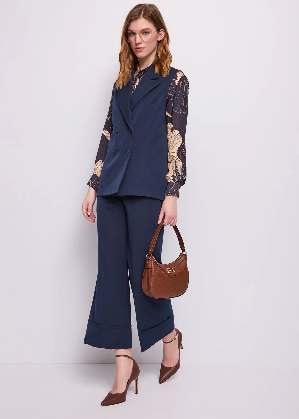 Gaudì Pantaloni cropped da donna con risvolto 621bd25027 2969 blu