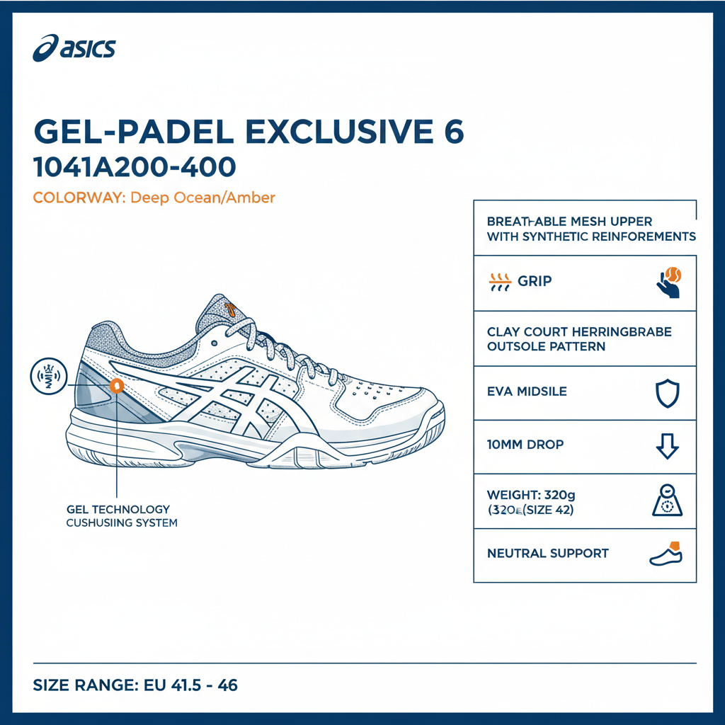 Asics Gel-Padel Exclusive 6 1041A200-400 Deep Ocean Amber Padel Uomo